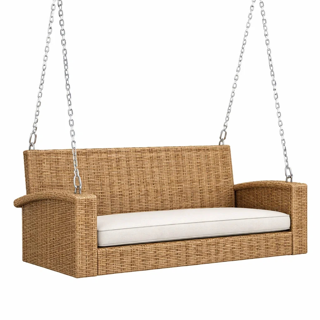 Balancelle d'extérieur en rotin avec coussin