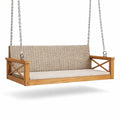 Balançoire en Bois de Teck et Rotin Synthétique Beige