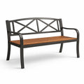 Banc en métal et bois lattes extérieur 126x60x85 cm