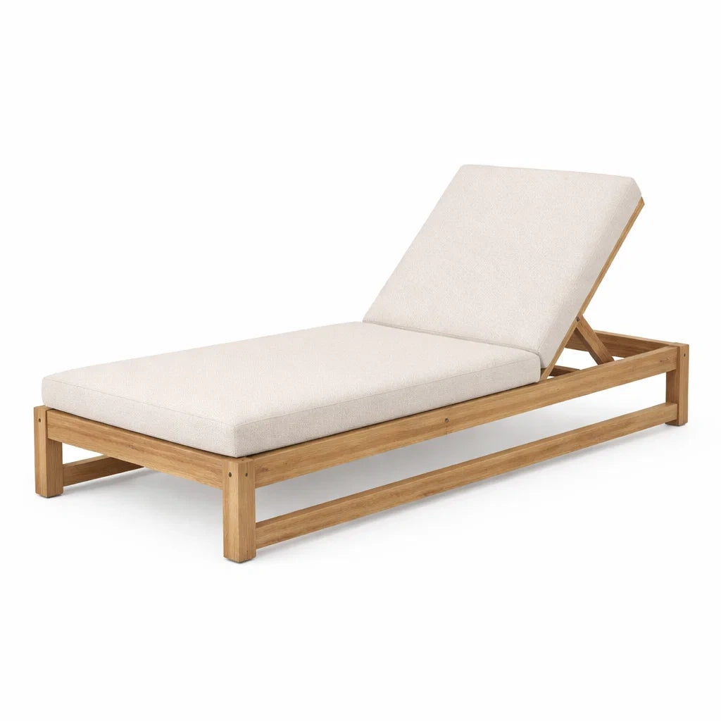 Chaise longue en bois et tissu polyester Beige