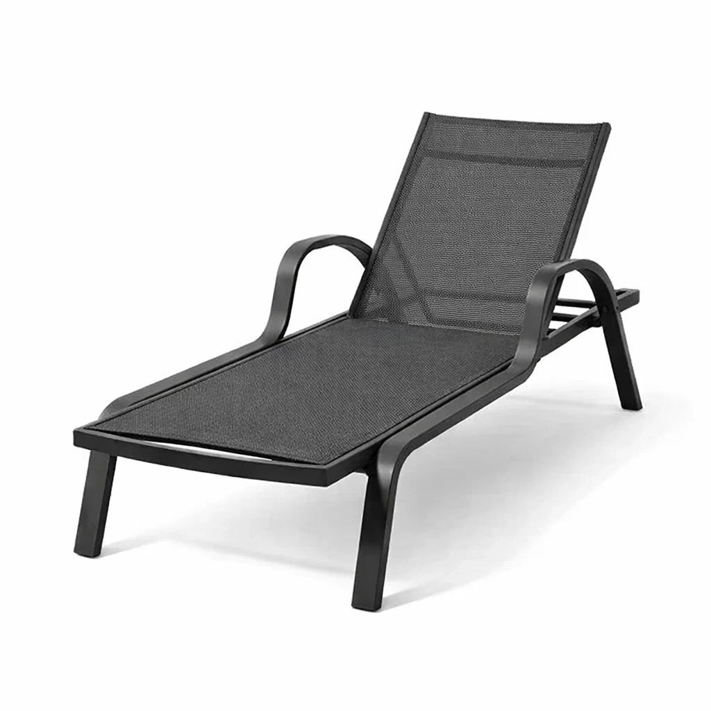 Chaise longue en aluminium et textilène Noir