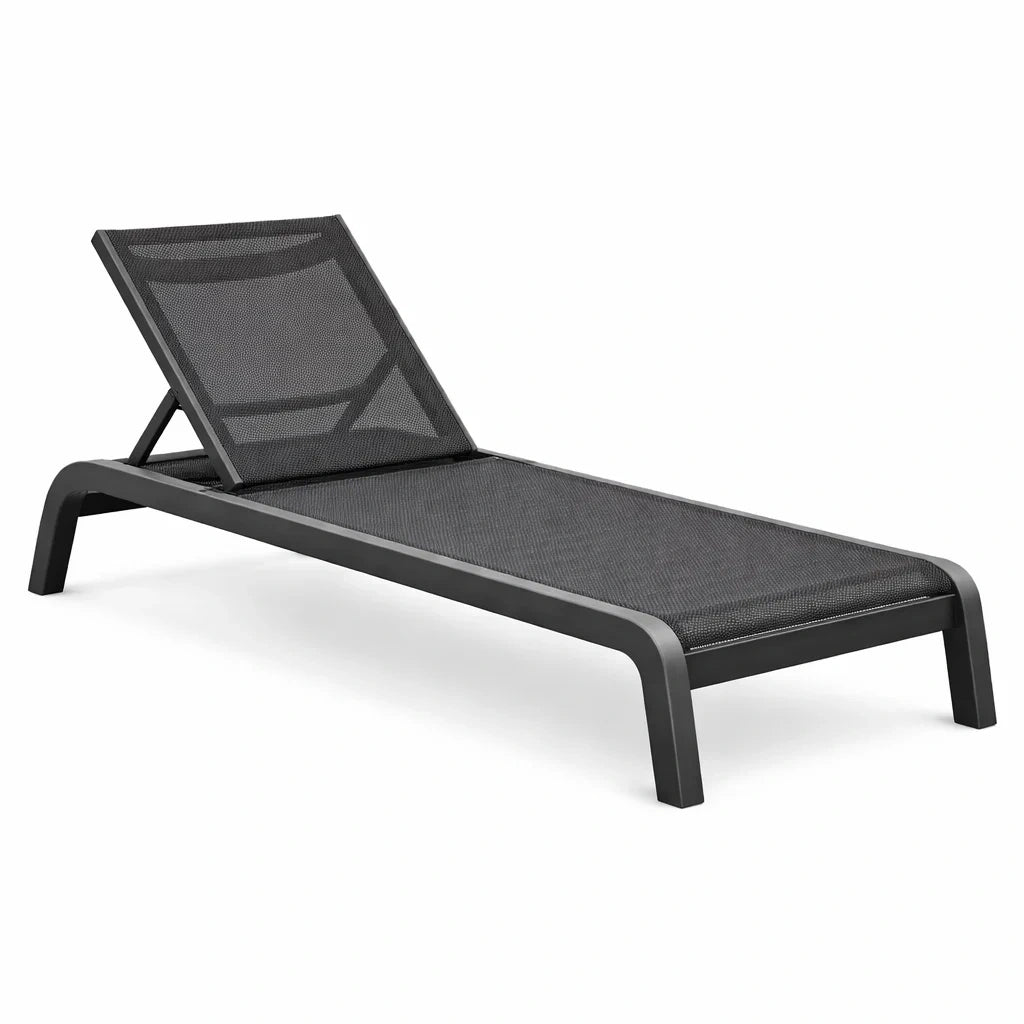 Chaise Longue Réglable en Aluminium Noir