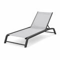 Chaise Longue de Jardin en Aluminium et Textilène Noir et Gris 195cm