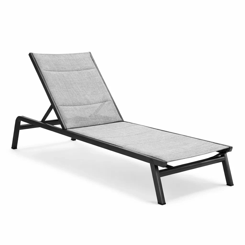 Chaise Longue de Jardin en Aluminium et Tissu Gris