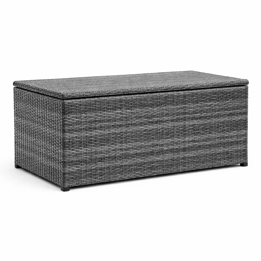 Coffre de rangement en rotin synthétique gris 150x50x60 cm