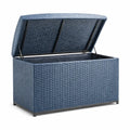 Coffre de rangement en rotin synthétique bleu 120x50x60 cm