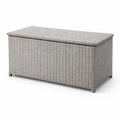 Coffre de Rangement en Rotin Synthétique Gris