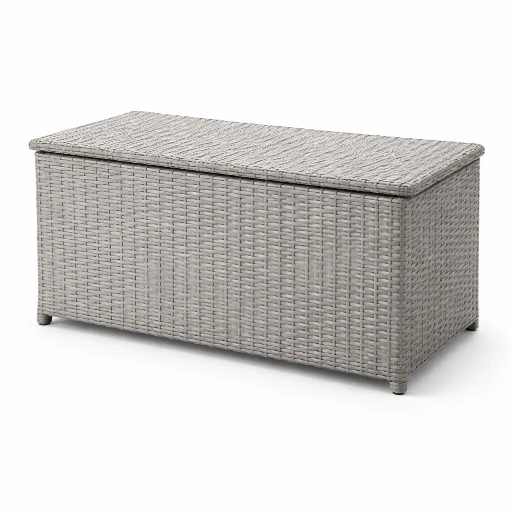 Coffre de Rangement en Rotin Synthétique Gris