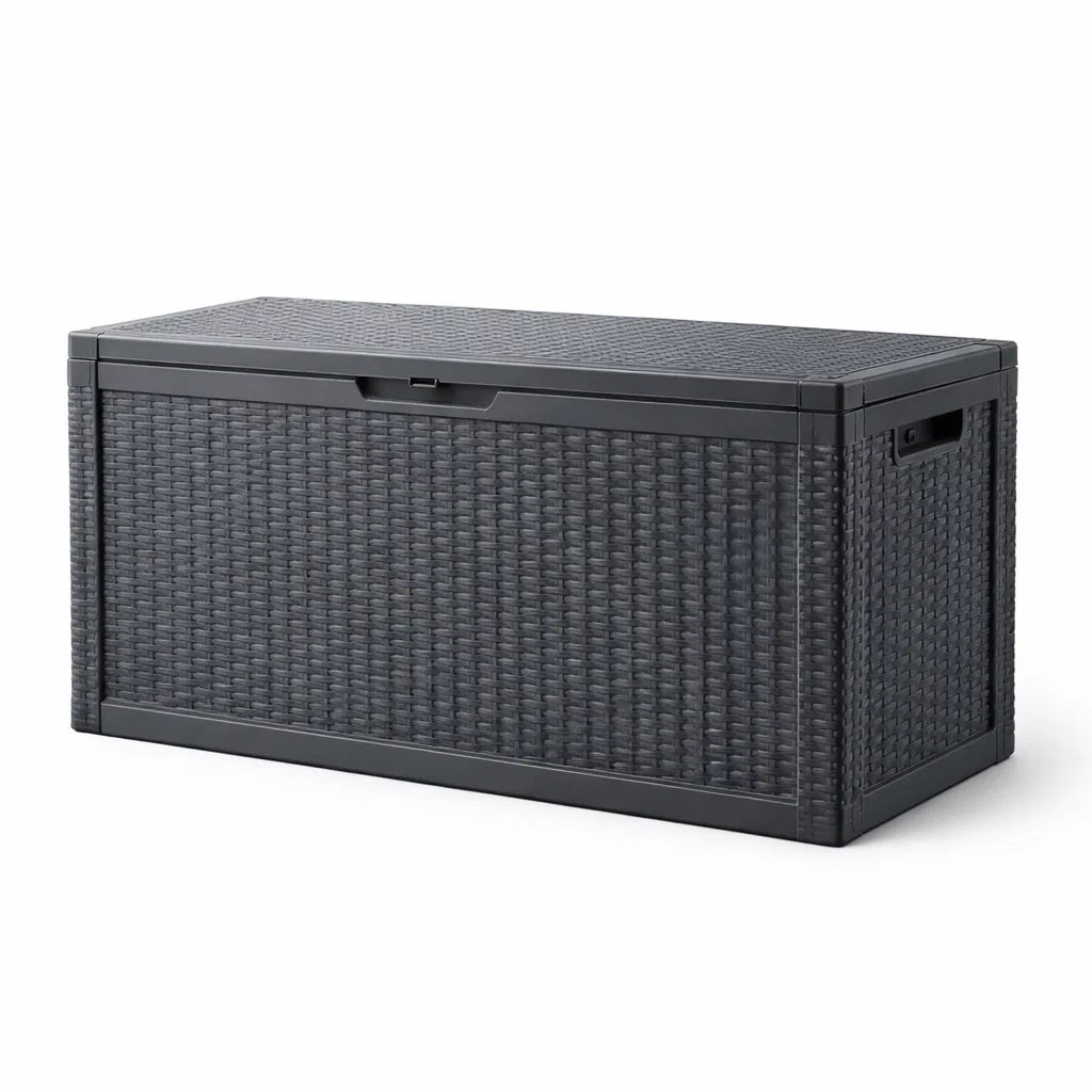 Coffre de Rangement en Résine Tressée Anthracite