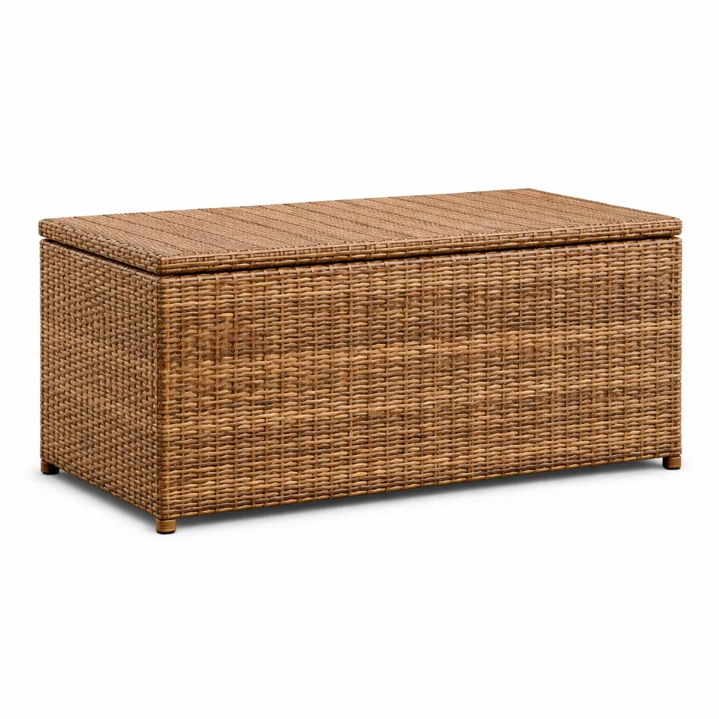 Coffre de rangement en rotin synthétique brun