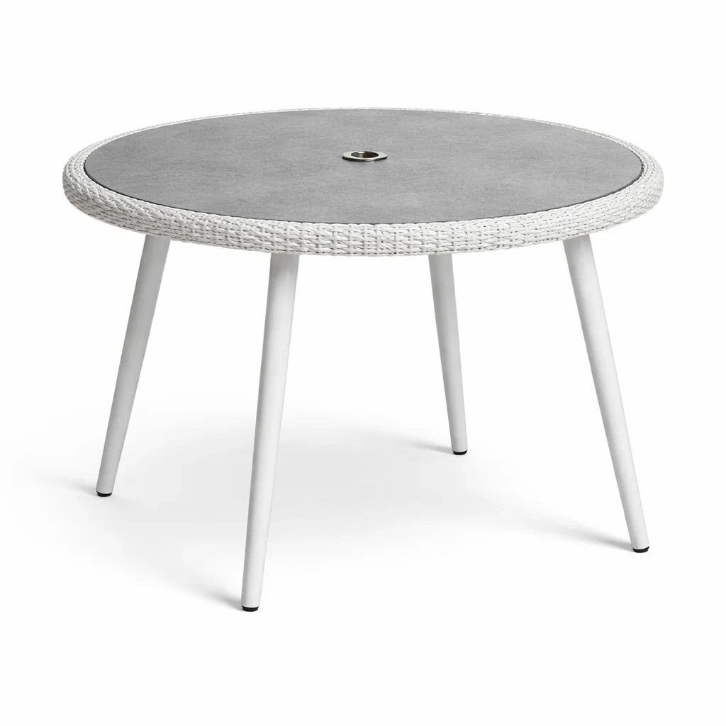 Table ronde en aluminium et verre trempé gris 100 cm