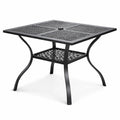 Table de jardin en métal noir avec motif ajouré 90x90x75 cm