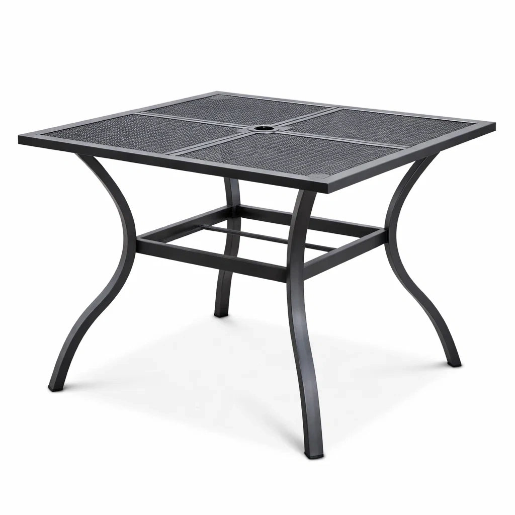Table de jardin en métal noir avec surface perforée 90x90x74 cm