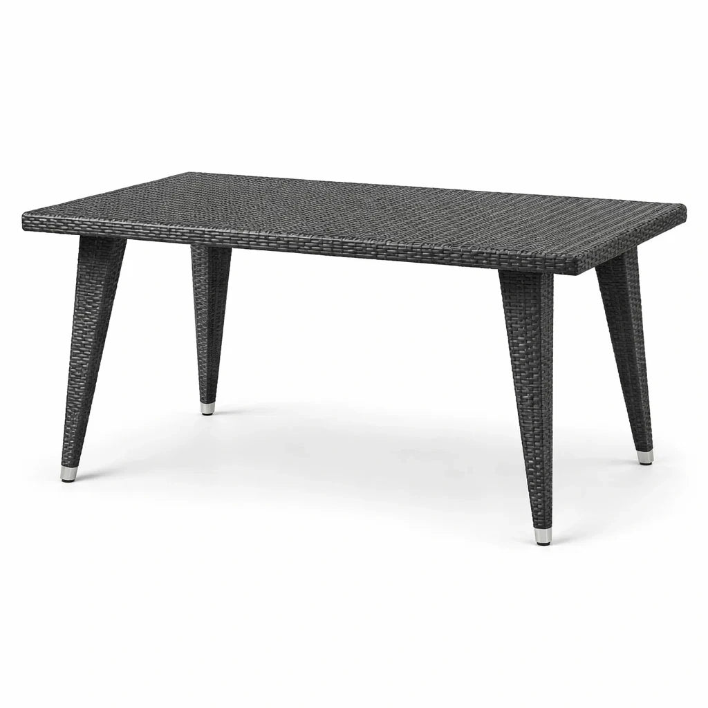 Table de jardin en résine tressée avec structure en acier