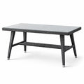 Table basse en osier et verre trempé 100x50x45 cm