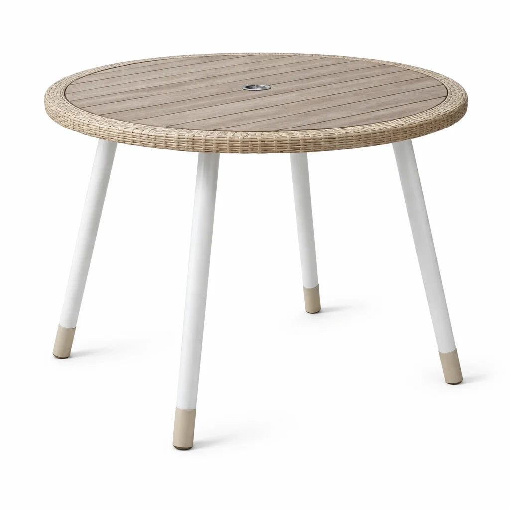 Table de Jardin en Résine Tressée et Acier Ø100 cm