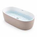 Baignoire autoportante ovale en acrylique blanc et beige 170x80x60 cm