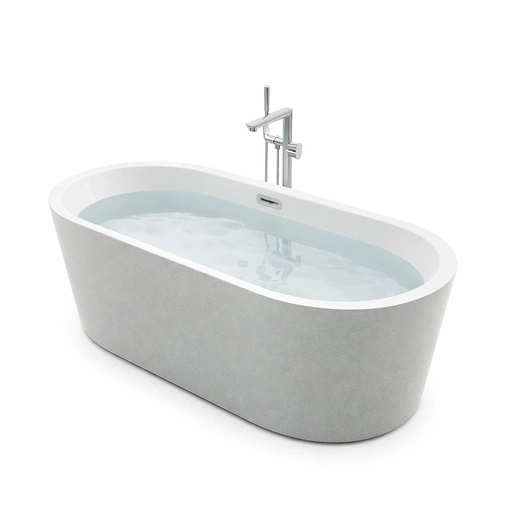 Baignoire autoportante en acrylique blanc et gris 170x75x58 cm