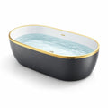 Baignoire en acrylique noire avec bordure dorée, 170 cm