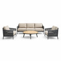 Ensemble de salon de jardin en aluminium avec coussins en polyester beige