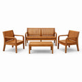 Salon de jardin en bois d'acacia massif, 2 fauteuils, 1 canapé, 1 table basse
