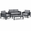 Salon de Jardin en Aluminium avec Coussins en Tissu Gris