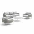 Ensemble de jardin en aluminium et résine tressée avec coussins gris
