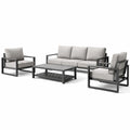 Ensemble de canapé extérieur en aluminium avec coussins en polyester gris