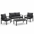 Ensemble de jardin en aluminium avec coussins en tissu gris