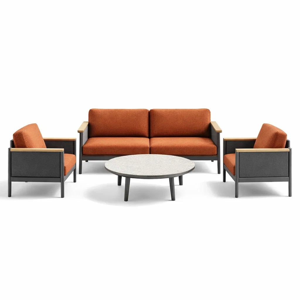 Ensemble de Salon Extérieur en Métal et Tissu