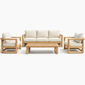 Ensemble de salon extérieur en bois avec coussins en polyester